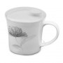 Porcelánový čajový šálek s pokličkou MUKAWA stříbrný květ